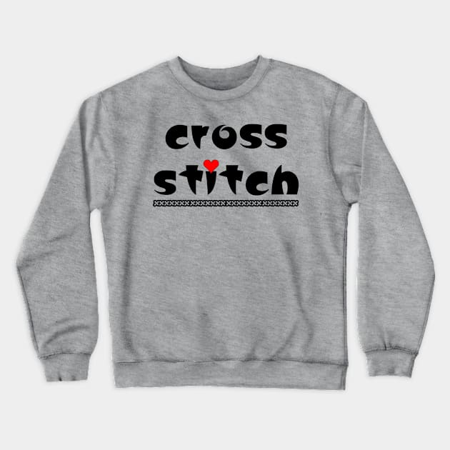 Cross Stitch Small Heart Crewneck Sweatshirt by Barthol Graphics